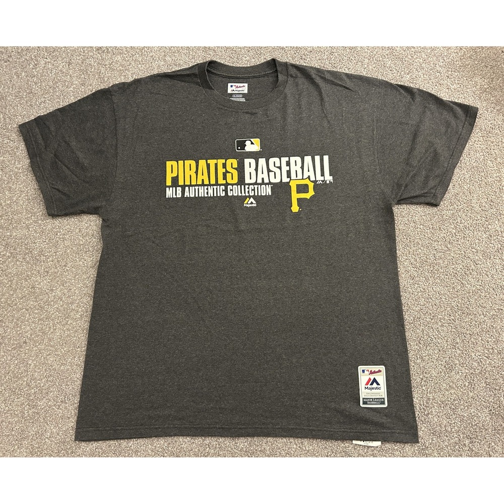 Majestic Pittsburgh Pirates T-Shirt Mens XL Charcoal Excellent MLB Authentic